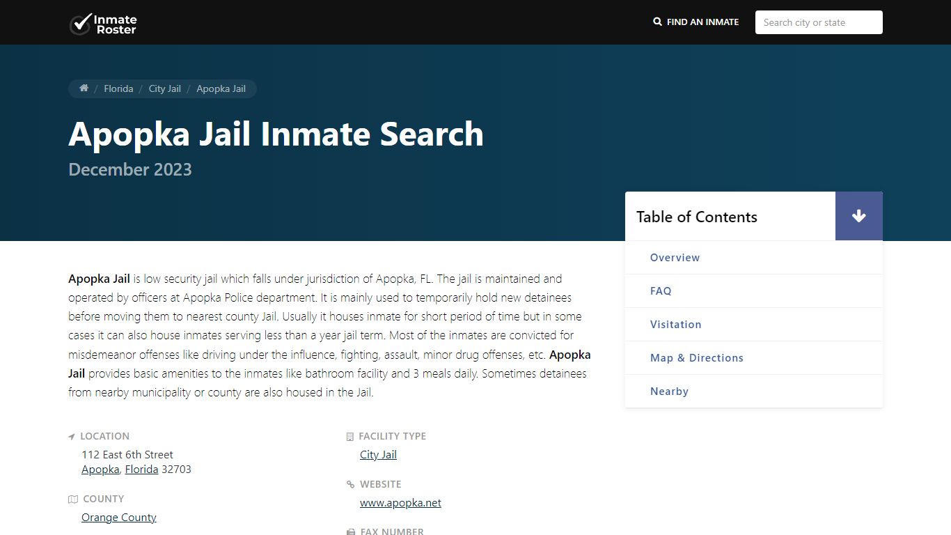 Inmate Search | Apopka Jail - Apopka, FL