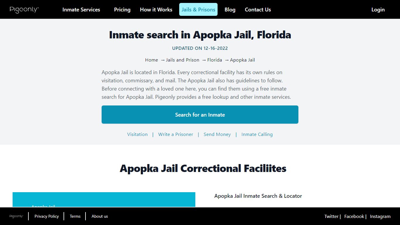 Inmate Search Apopka Jail, Florida | Pigeonly